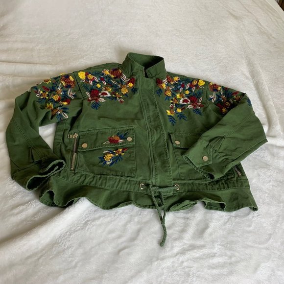 Zara Green Embroidered Jacket - Picture 1 of 16